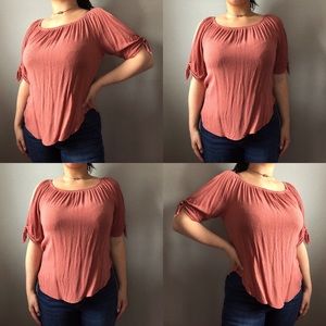 Coral/ Salmon Open Shoulder Blouse
